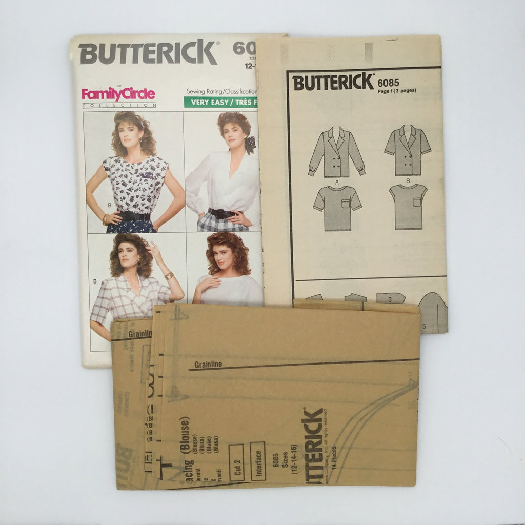 Butterick 6085 (1988) Blouse and Top with Sleeve Variations - Vintage Uncut Sewing Pattern