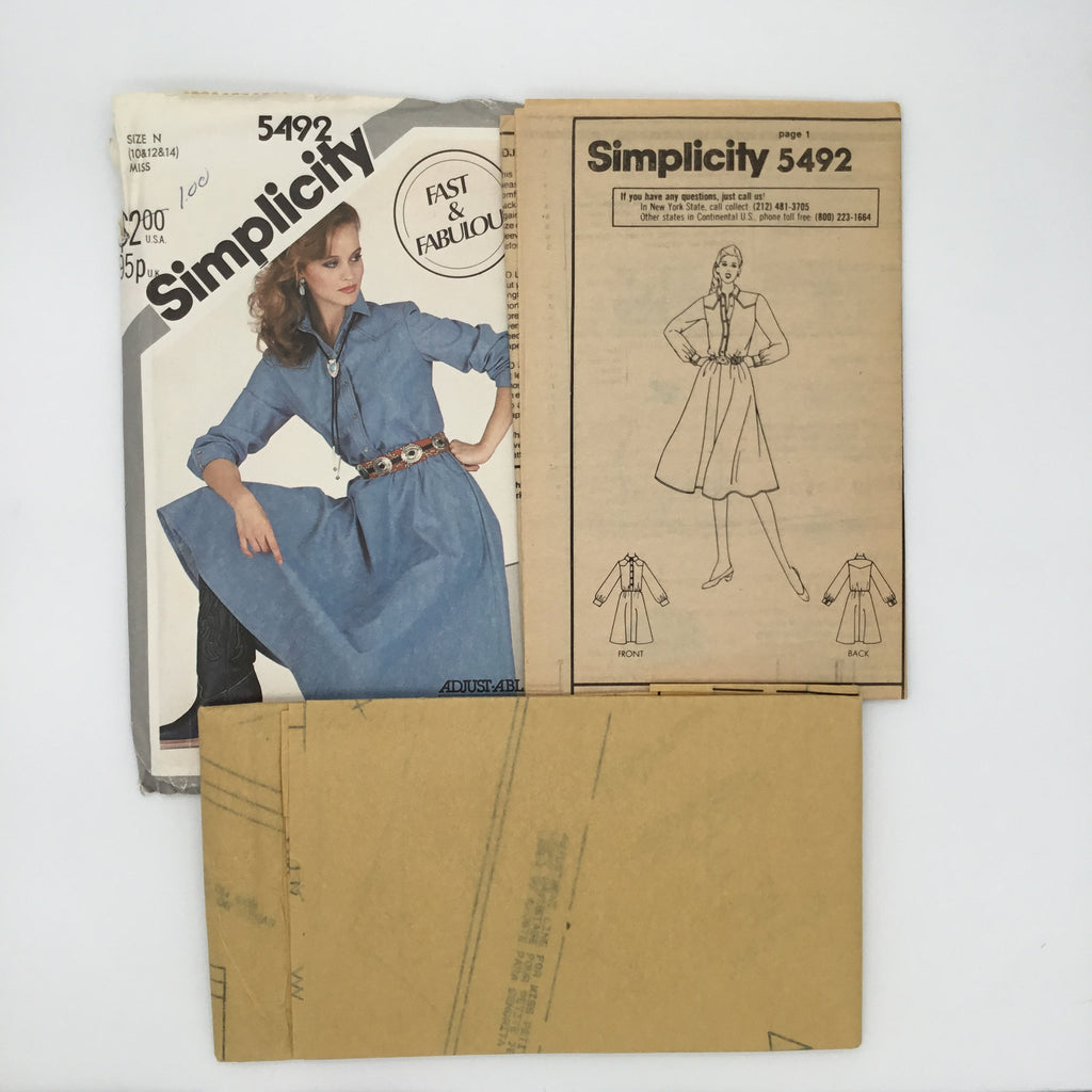 Simplicity 5492 (1981) Dress - Vintage Uncut Sewing Pattern