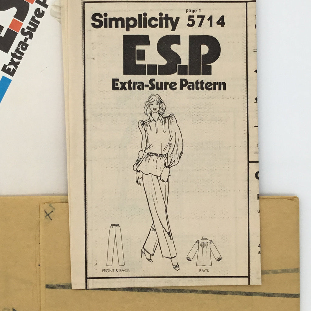 Simplicity 5714 (1982) Tunic and Pants - Vintage Uncut Sewing Pattern