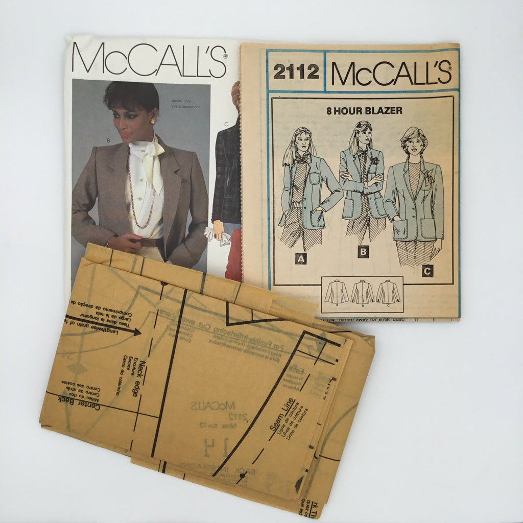 McCall's 2112 (1985) Jacket - Vintage Uncut Sewing Pattern