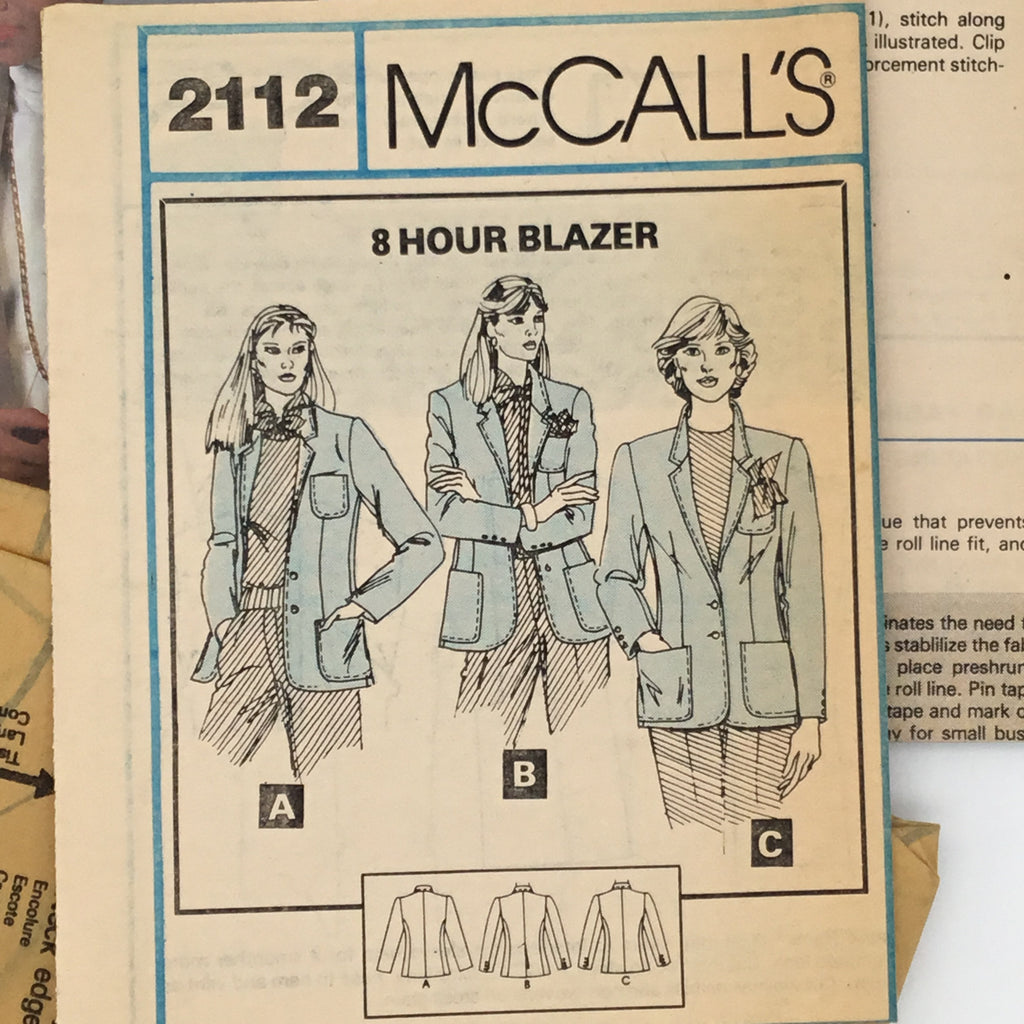 McCall's 2112 (1985) Jacket - Vintage Uncut Sewing Pattern