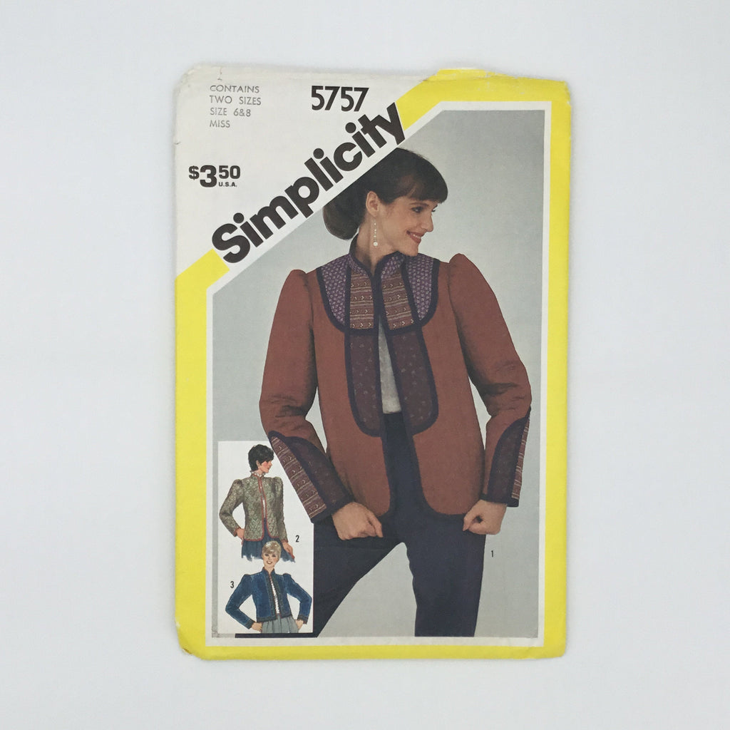 Simplicity 5757 (1982) Pre-Quilted or Self-Quilted Jacket with Style Variations - Vintage Uncut Sewing Pattern