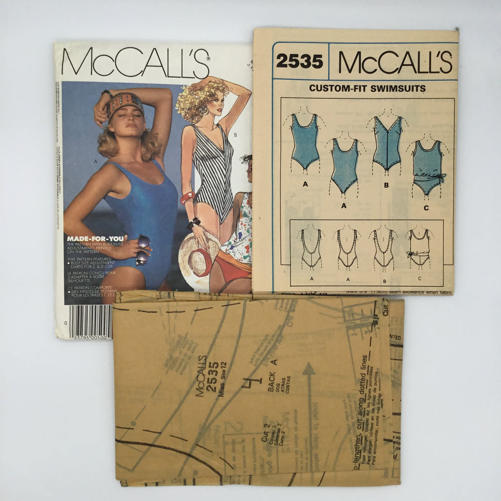 McCall's 2535 (1986) Swimsuit with Style Variations - Vintage Uncut Sewing Pattern