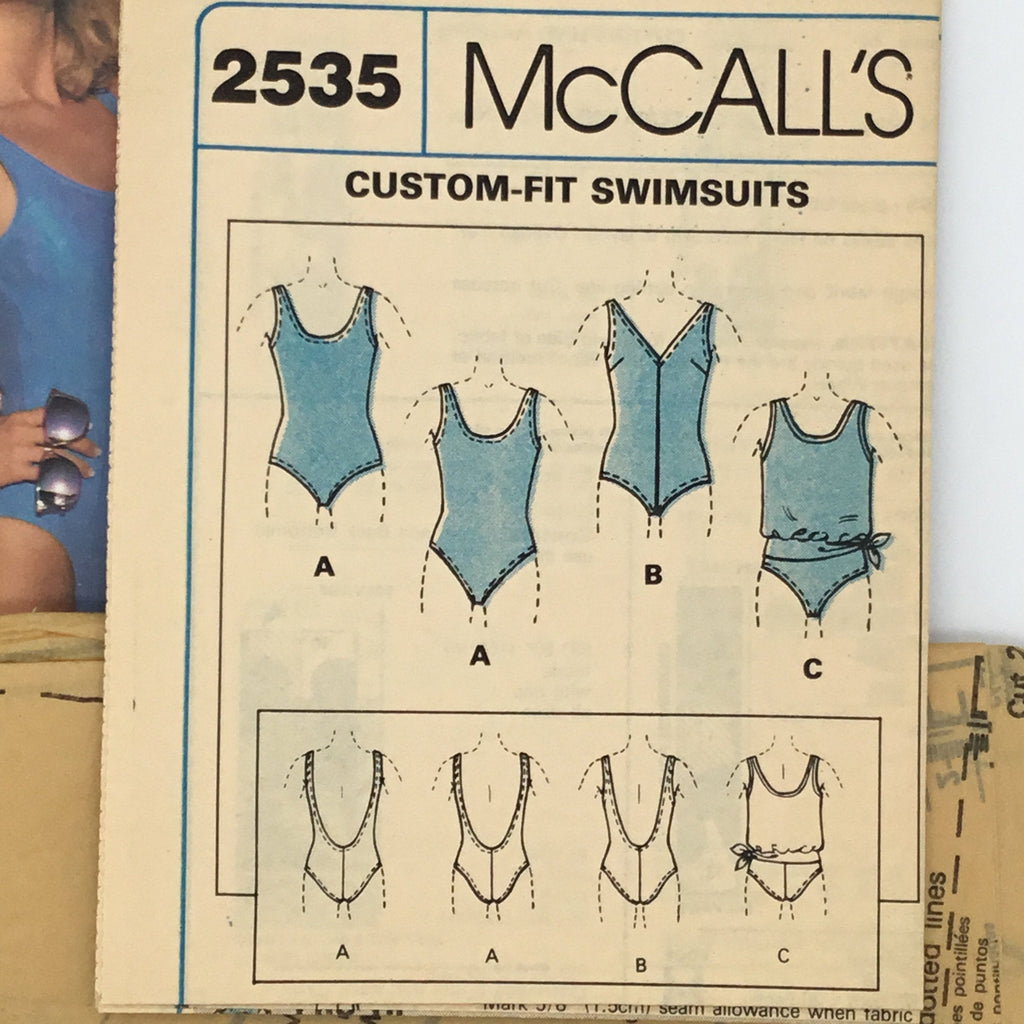 McCall's 2535 (1986) Swimsuit with Style Variations - Vintage Uncut Sewing Pattern