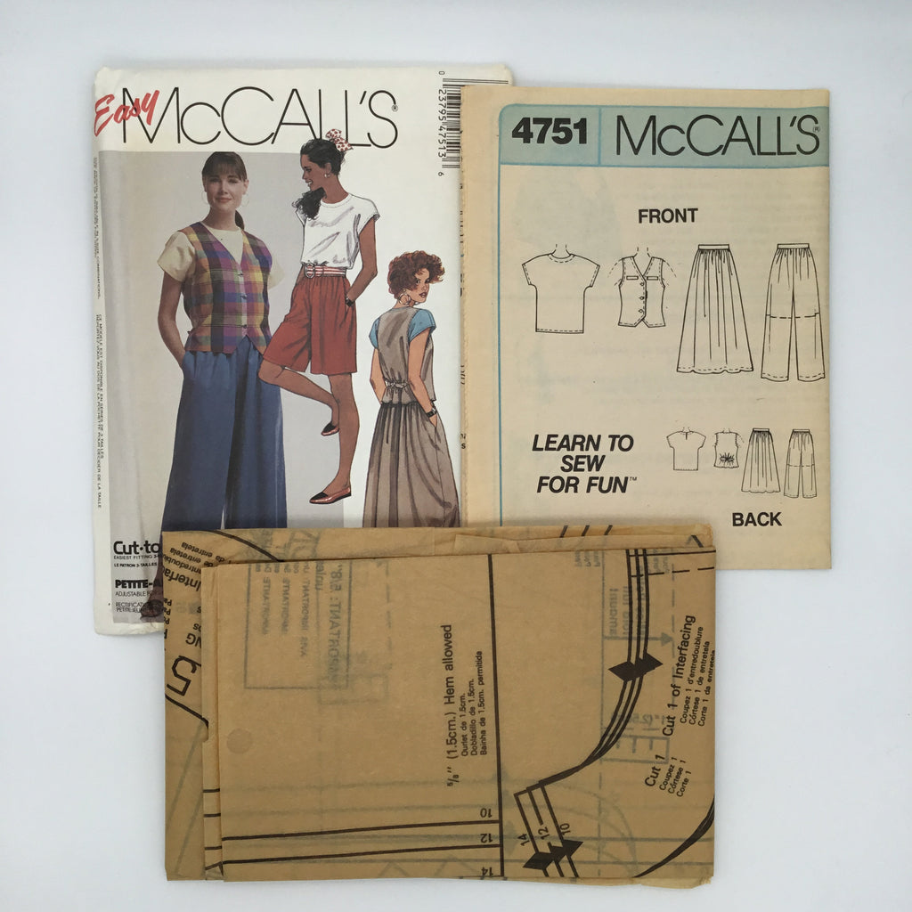 McCall's 4751 (1990) Vest, Top, Skirt, and Culottes - Vintage Uncut Sewing Pattern