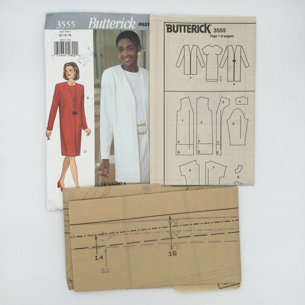 Butterick 3555 (1994) Dress and Jacket with Length Variations - Vintage Uncut Sewing Pattern