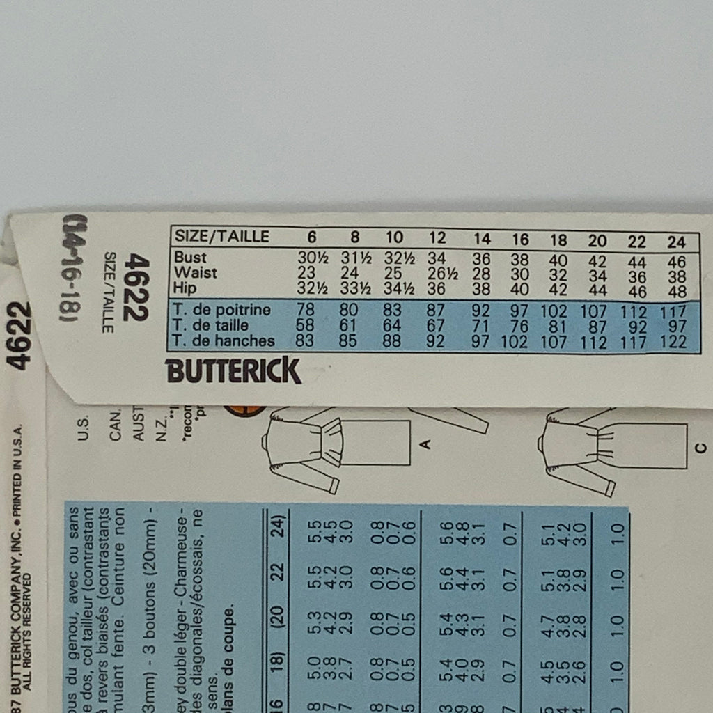 Butterick 4622 (1987) Dress - Vintage Uncut Sewing Pattern