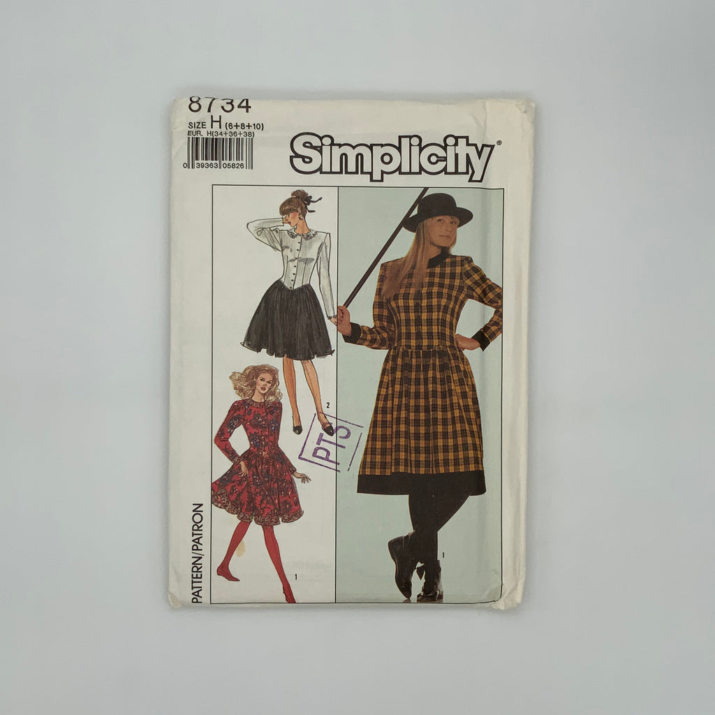 Simplicity 8734 (1988) Dress with Length Variations - Vintage Uncut Sewing Pattern