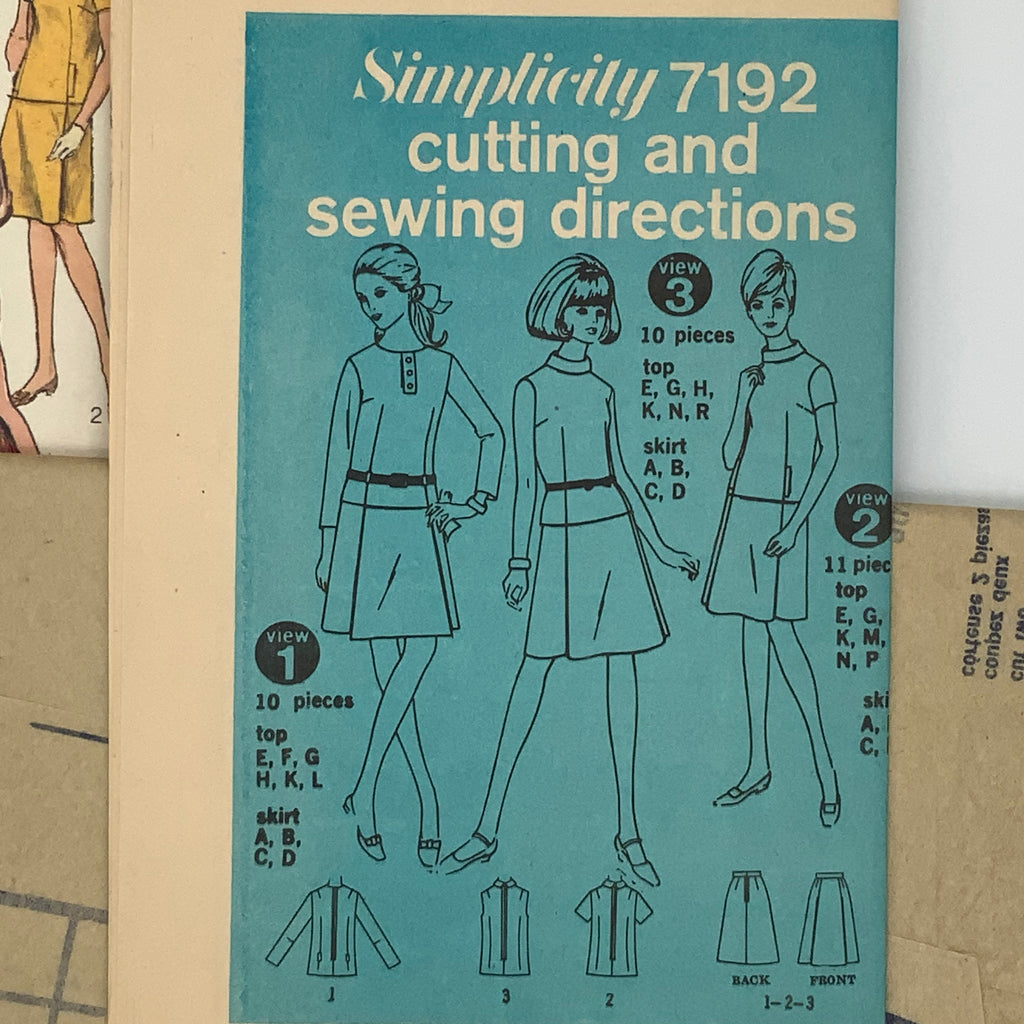 Simplicity 7192 (1967) Top and Skirt - Vintage Uncut Sewing Pattern