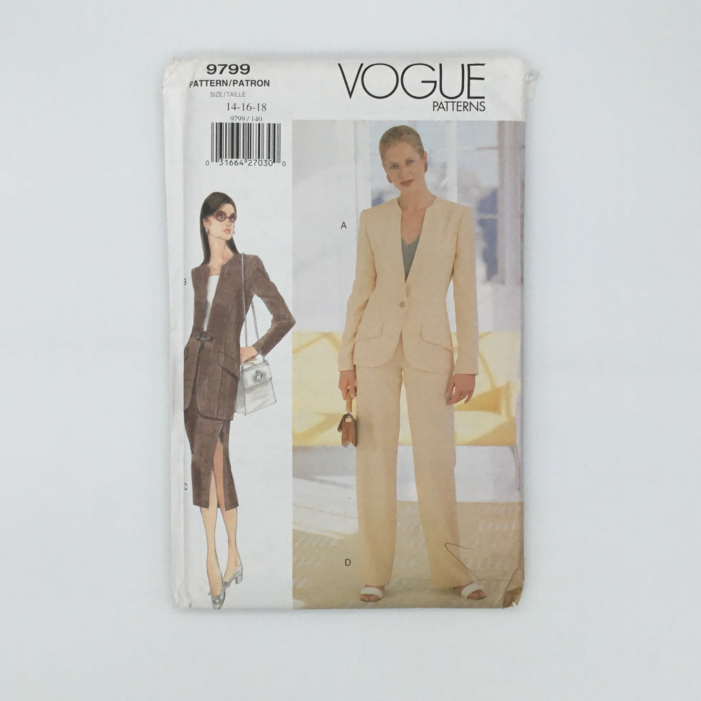 Vogue 9799 (1998) Jacket, Skirt, and Pants - Vintage Uncut Sewing Pattern