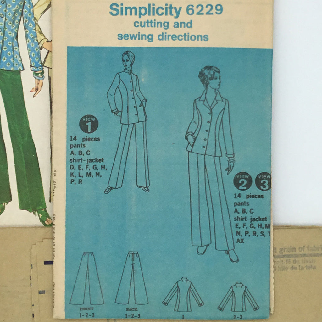 Simplicity 6229 (1974) Shirt-Jacket with Style Variations and Pants - Vintage Uncut Sewing Pattern