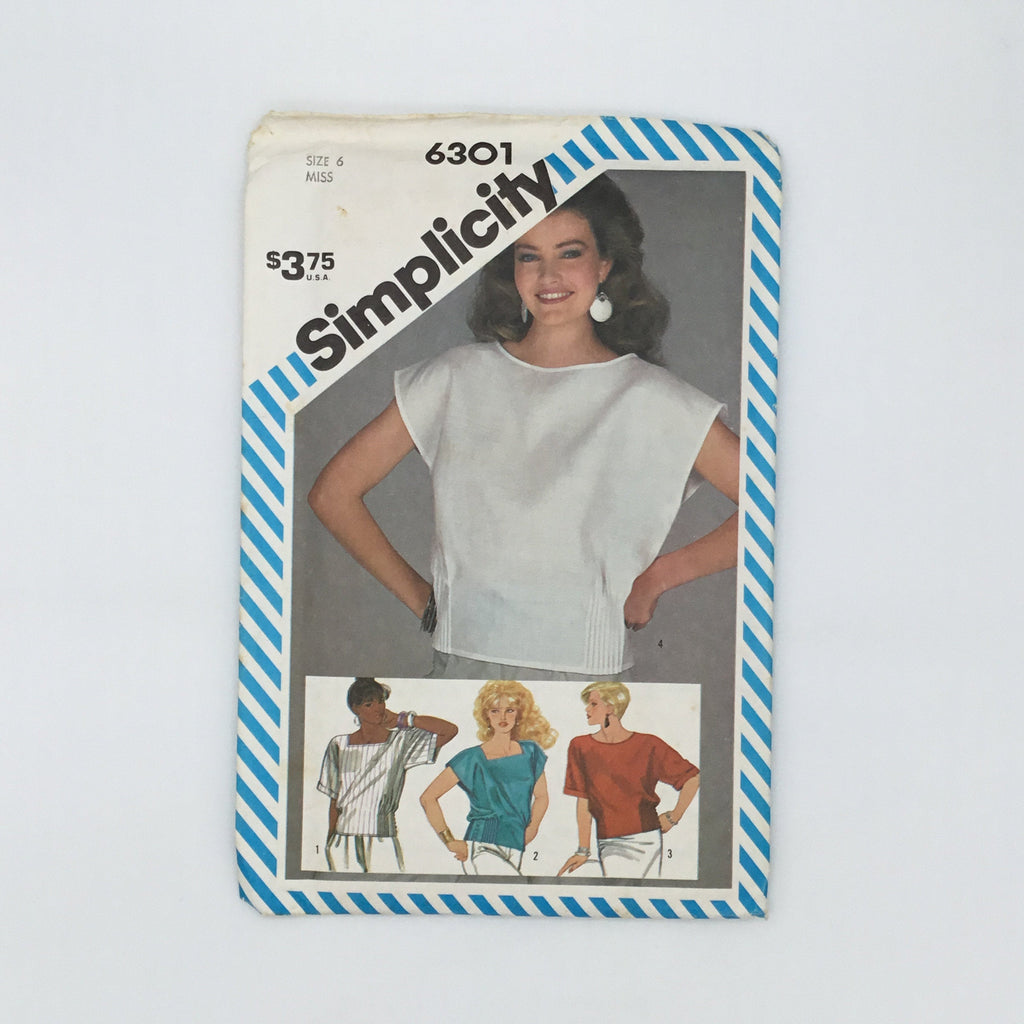 Simplicity 6301 (1983) Tops with Neckline and Sleeve Variations - Vintage Uncut Sewing Pattern