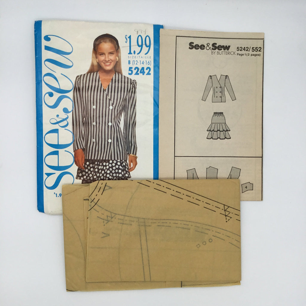 Butterick 5242 (1990) Jacket and Skirt - Vintage Uncut Sewing Pattern