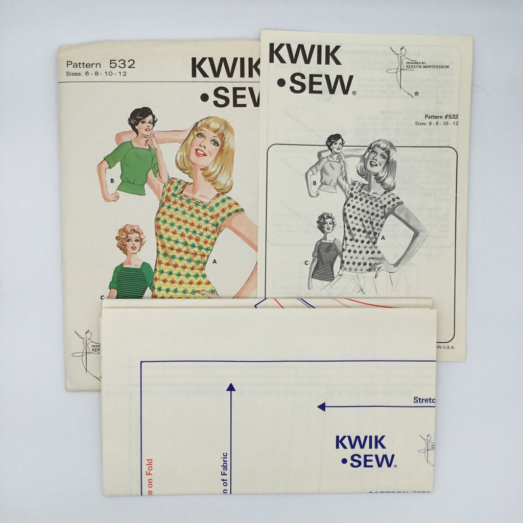 Kwik Sew 532 Top with Sleeve and Style Variations - Vintage Uncut Sewing Pattern