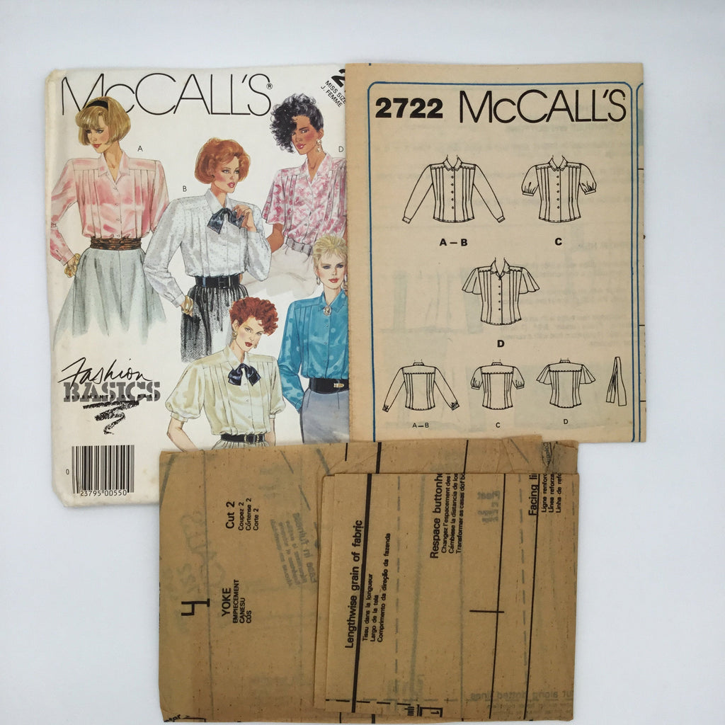 McCall's 2722 (1986) Blouse and Tie - Vintage Uncut Sewing Pattern