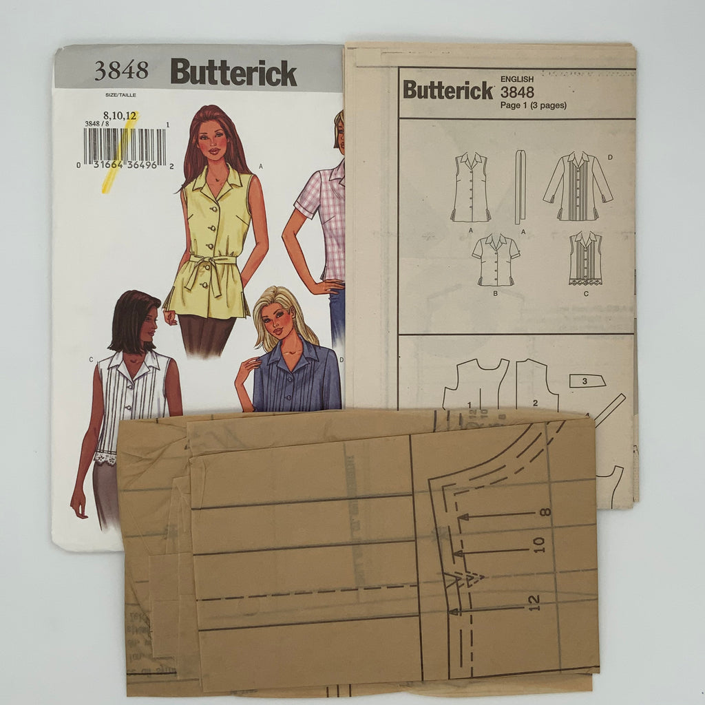 Butterick 3848 (2003) Shirt with Sleeve and Length Variations - Uncut Sewing Pattern