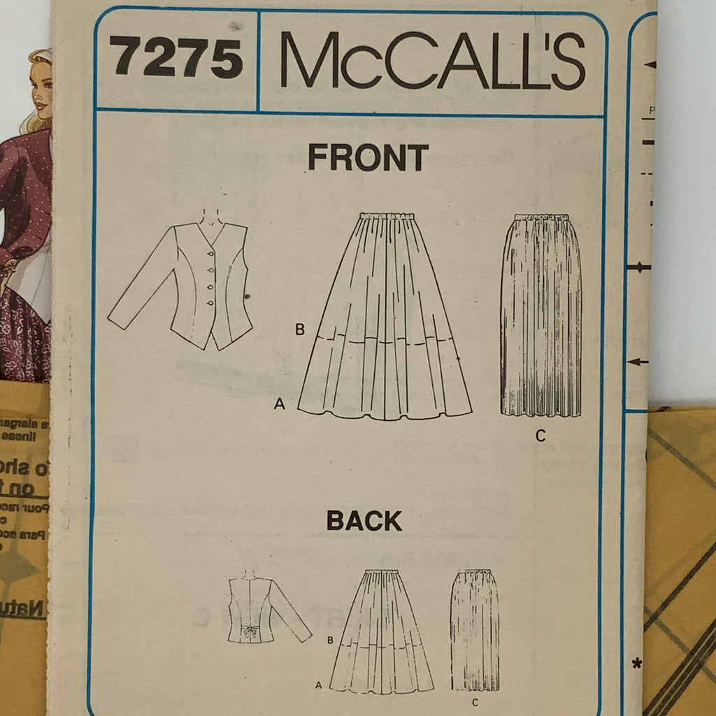 McCall's 7275 (1994) Jacket, Vest, and Skirt with Length Variations - Vintage Uncut Sewing Pattern