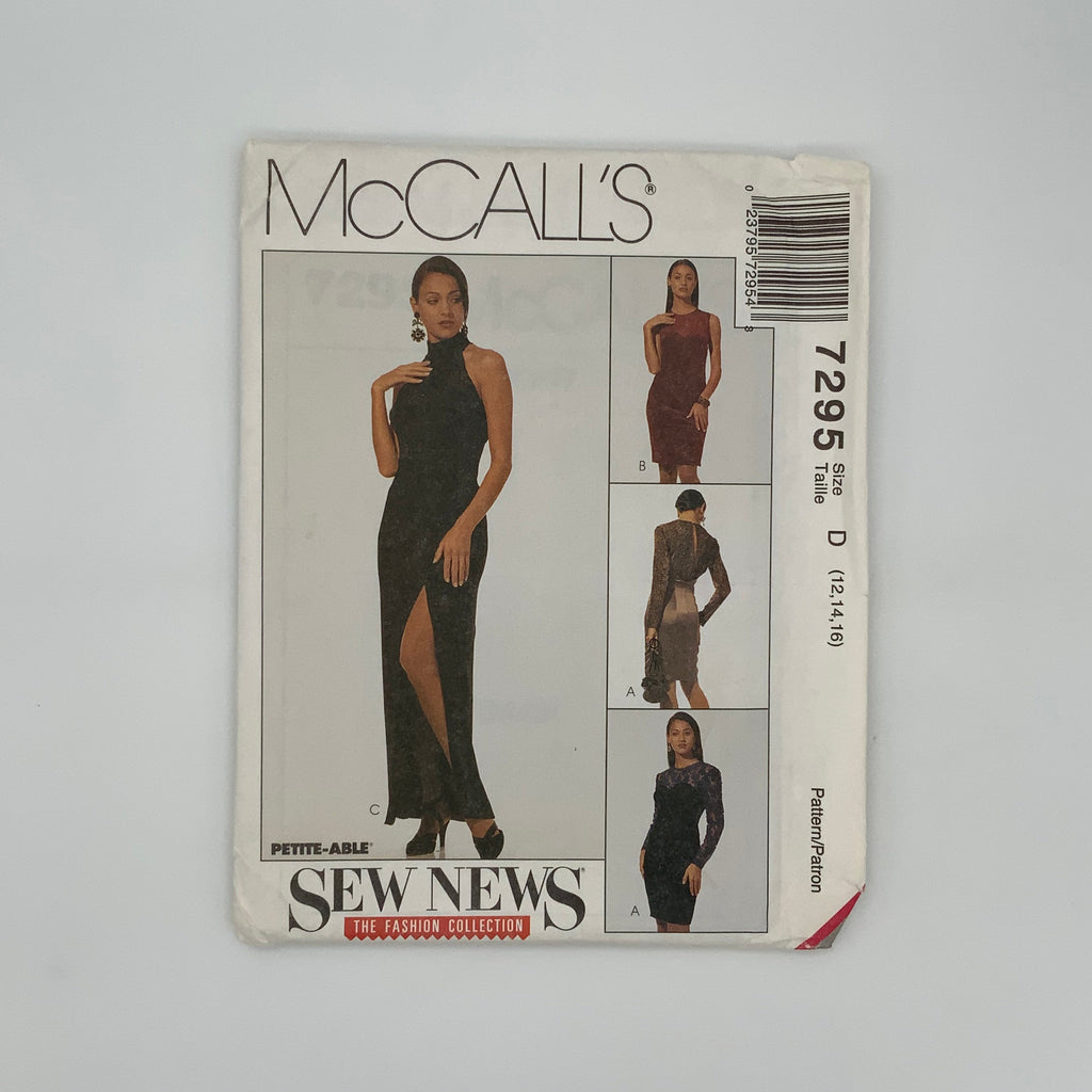 McCall's 7295 (1994) Dress with Neckline and Length Variations - Vintage Uncut Sewing Pattern
