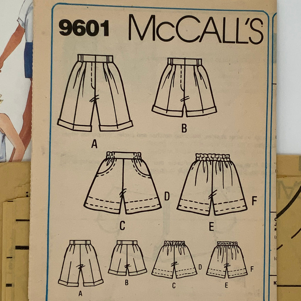 McCall's 9601 (1985) Shorts with Style and Length Variations - Vintage Uncut Sewing Pattern