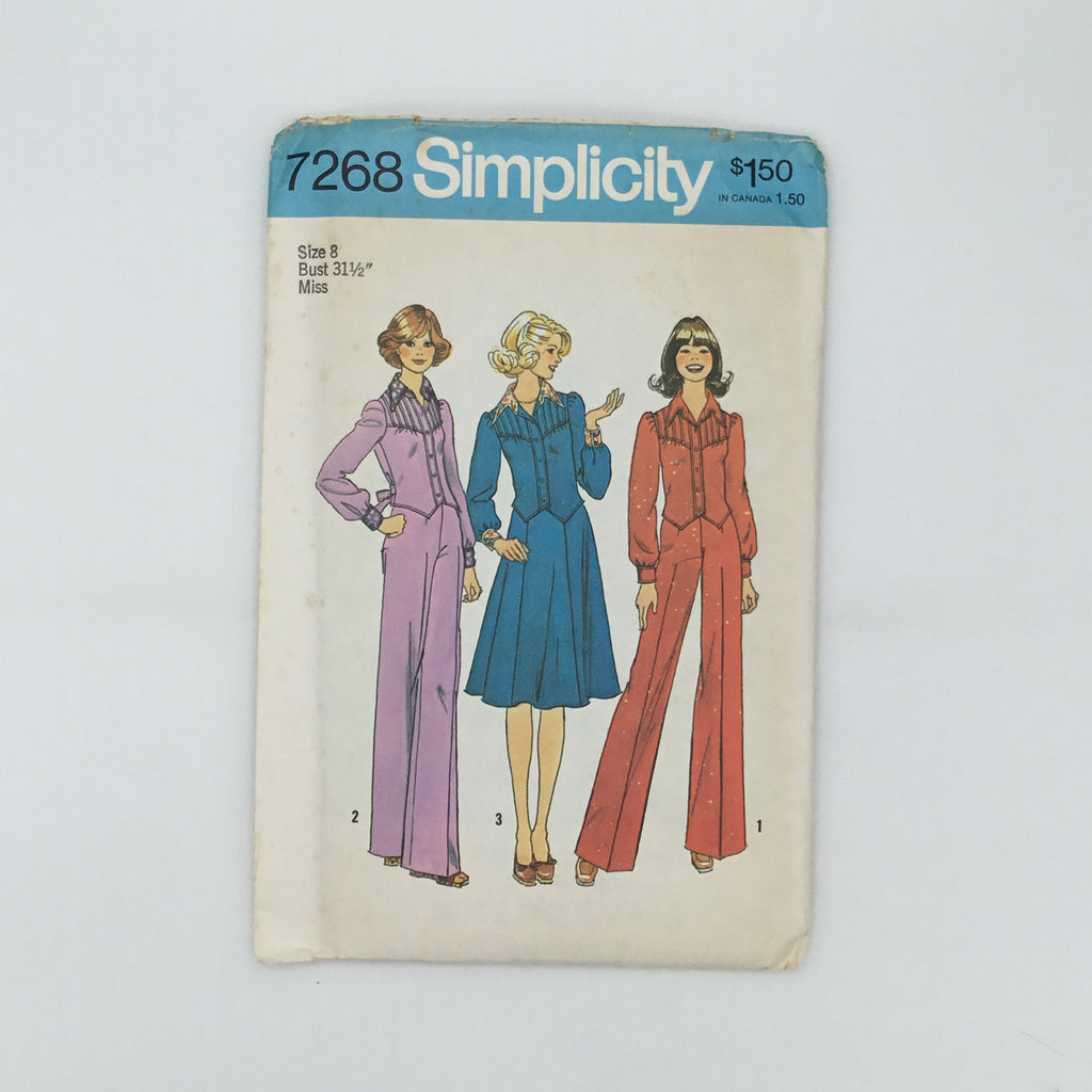 Simplicity 7268 (1975) Top, Skirt, and Pants - Vintage Uncut Sewing Pattern