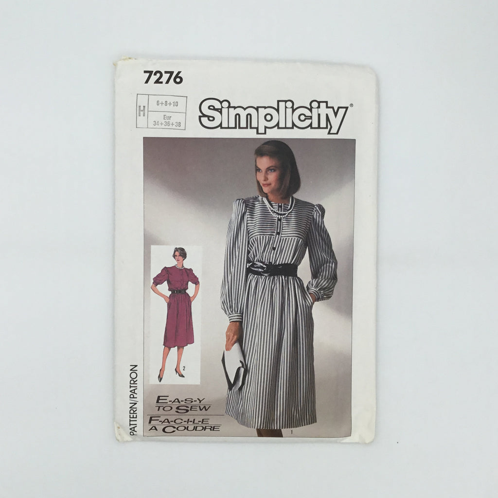 Simplicity 7276 (1985) Dress with Sleeve Variations - Vintage Uncut Sewing Pattern