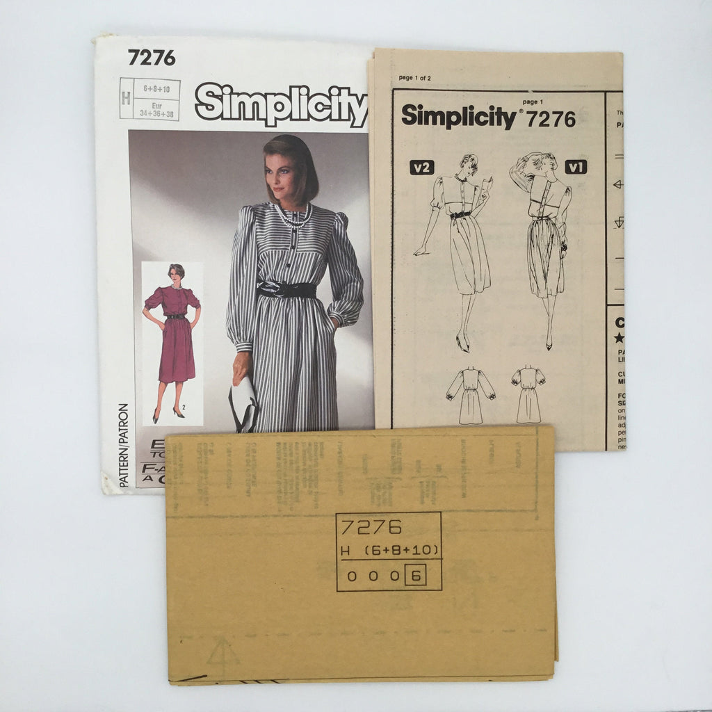 Simplicity 7276 (1985) Dress with Sleeve Variations - Vintage Uncut Sewing Pattern