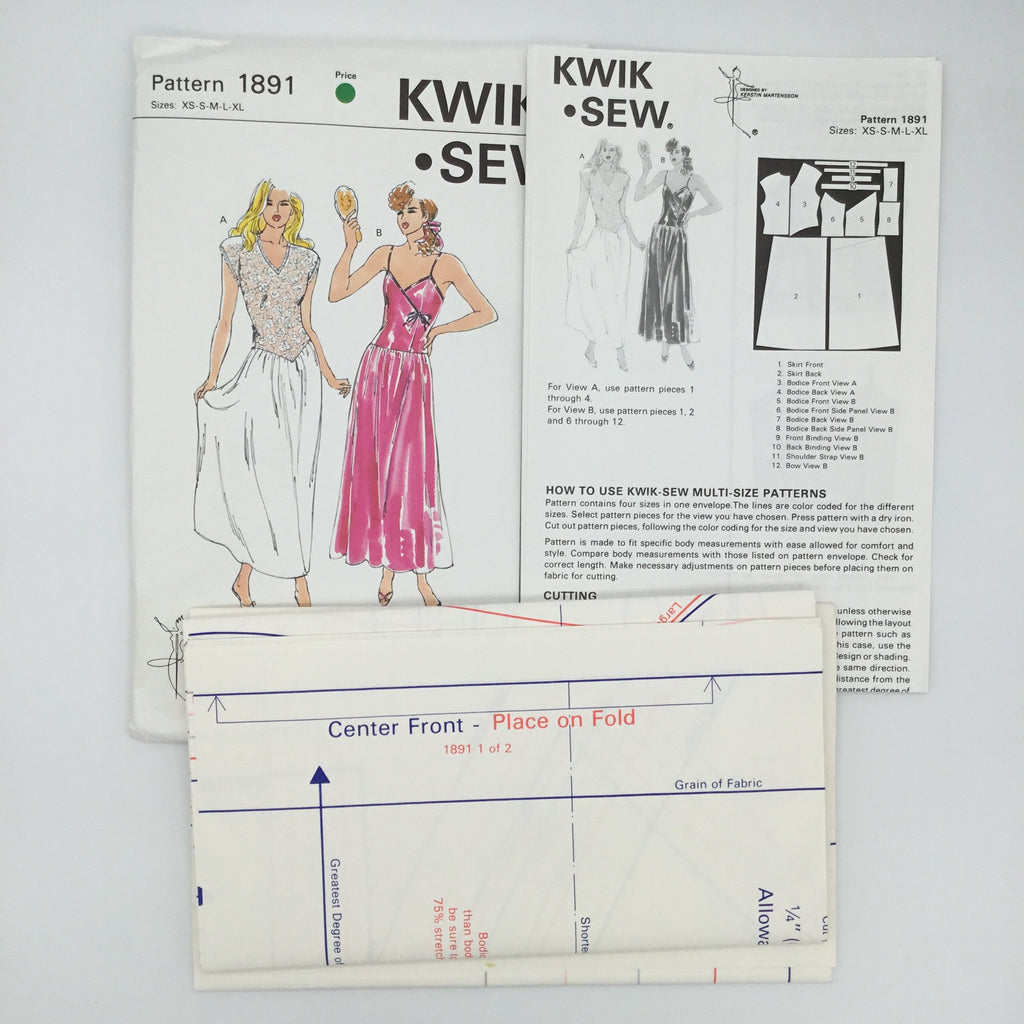 Kwik Sew 1891 (1989) Nightgowns - Vintage Uncut Sewing Pattern