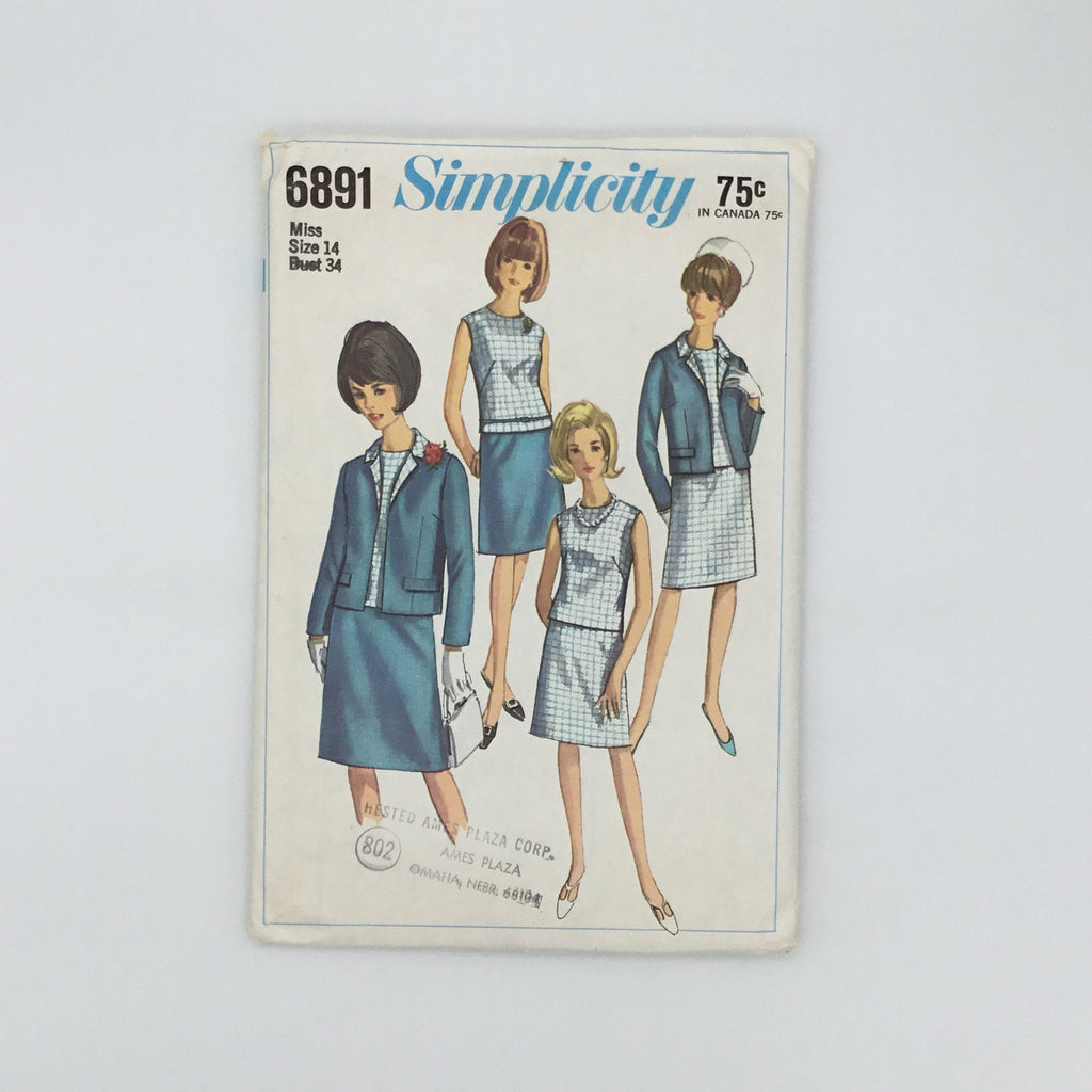 Simplicity 6891 (1966) Jacket, Top, and Skirt - Vintage Uncut Sewing Pattern