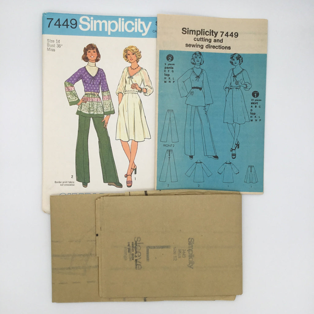 Simplicity 7449 (1976) Top, Skirt, and Pants - Vintage Uncut Sewing Pattern