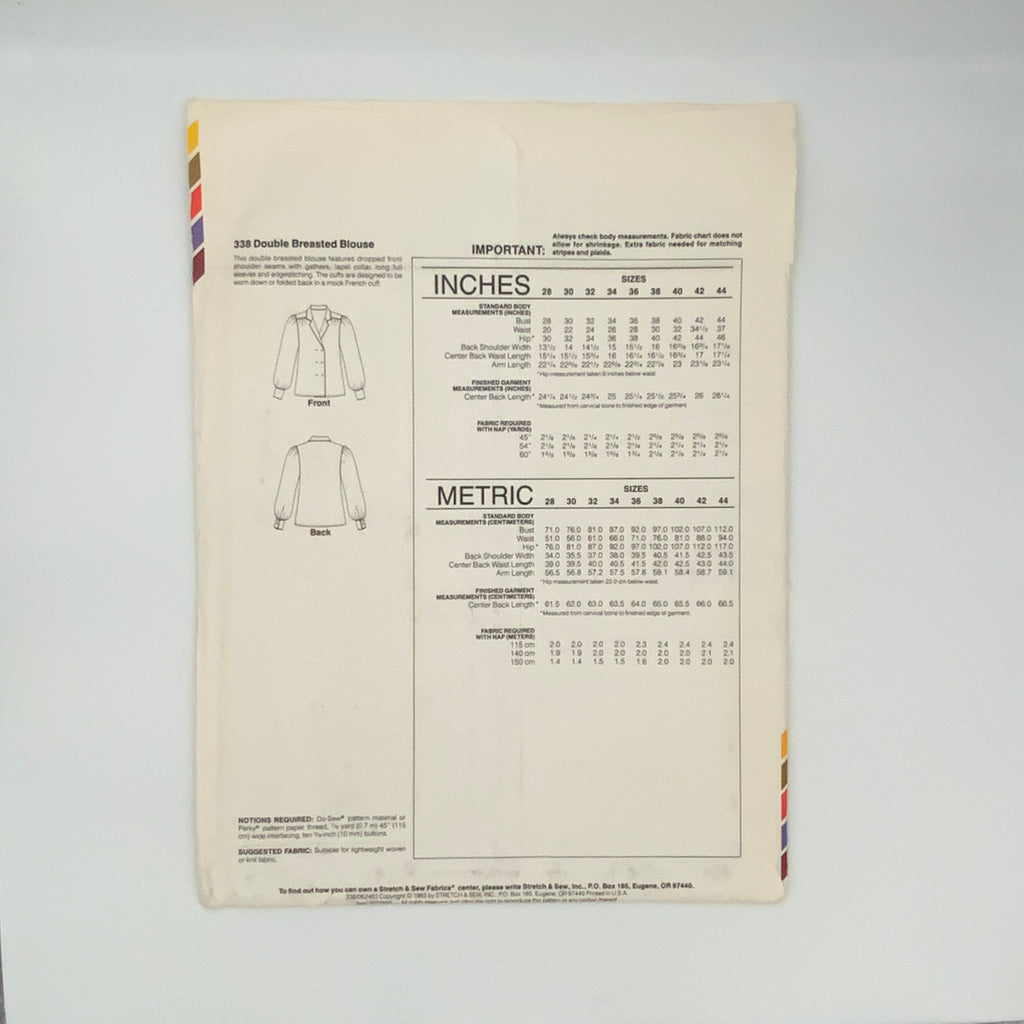 Stretch & Sew 338 (1983) Double Breasted Blouse - Vintage Uncut Sewing Pattern