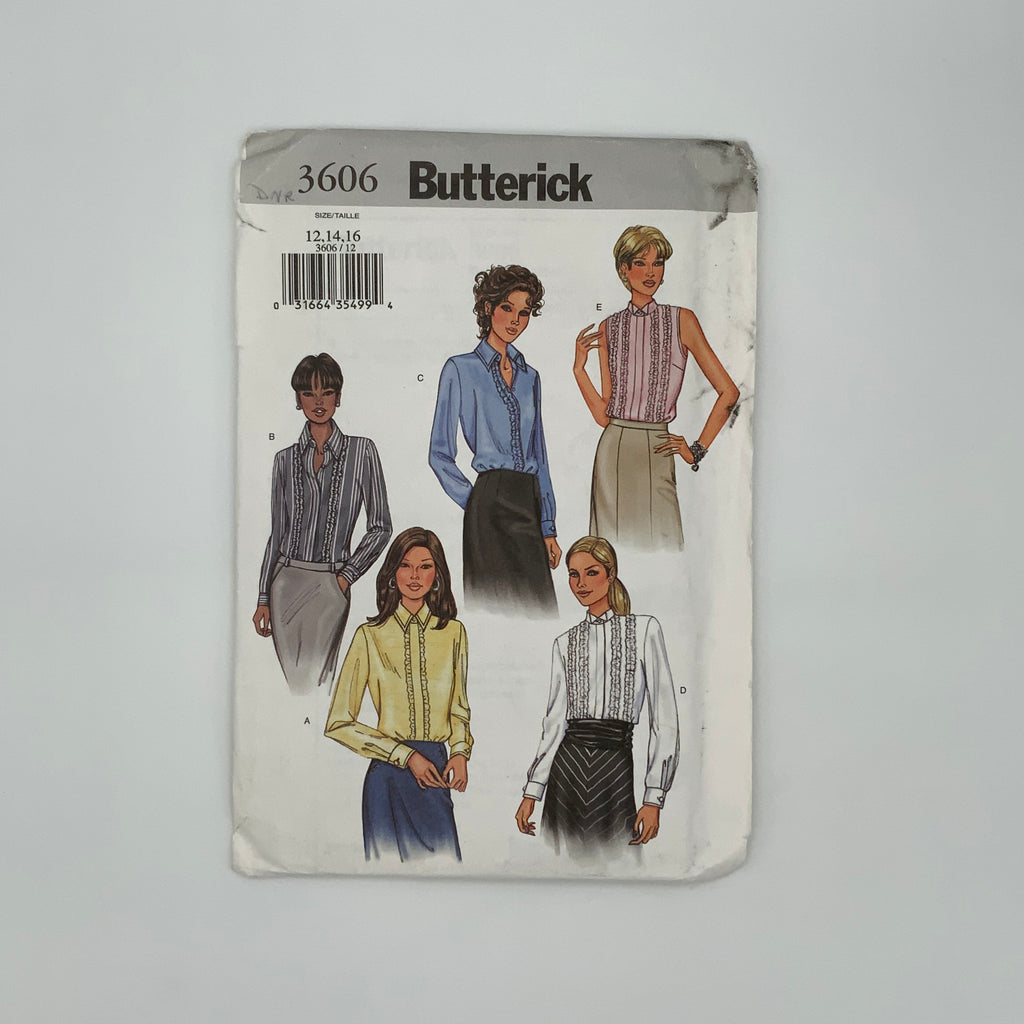 Butterick 3606 (2002) Blouse with Neckline, Sleeve, and Style Variations - Uncut Sewing Pattern