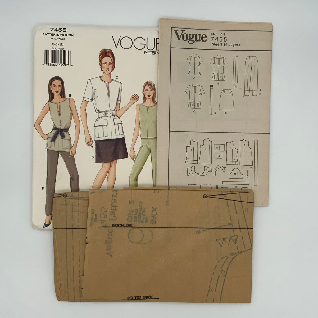 Vogue 7455 (2001) Top, Skirt, and Pants  - Uncut Sewing Pattern