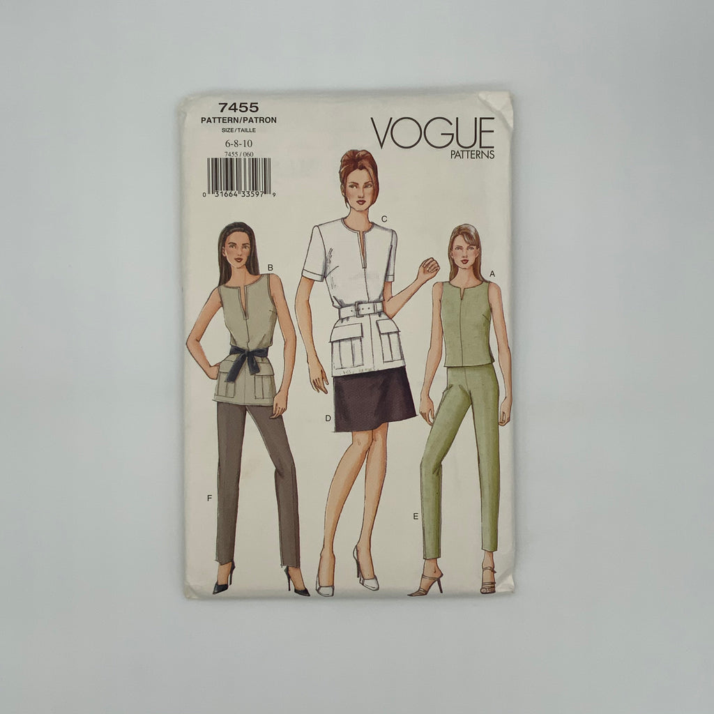 Vogue 7455 (2001) Top, Skirt, and Pants  - Uncut Sewing Pattern