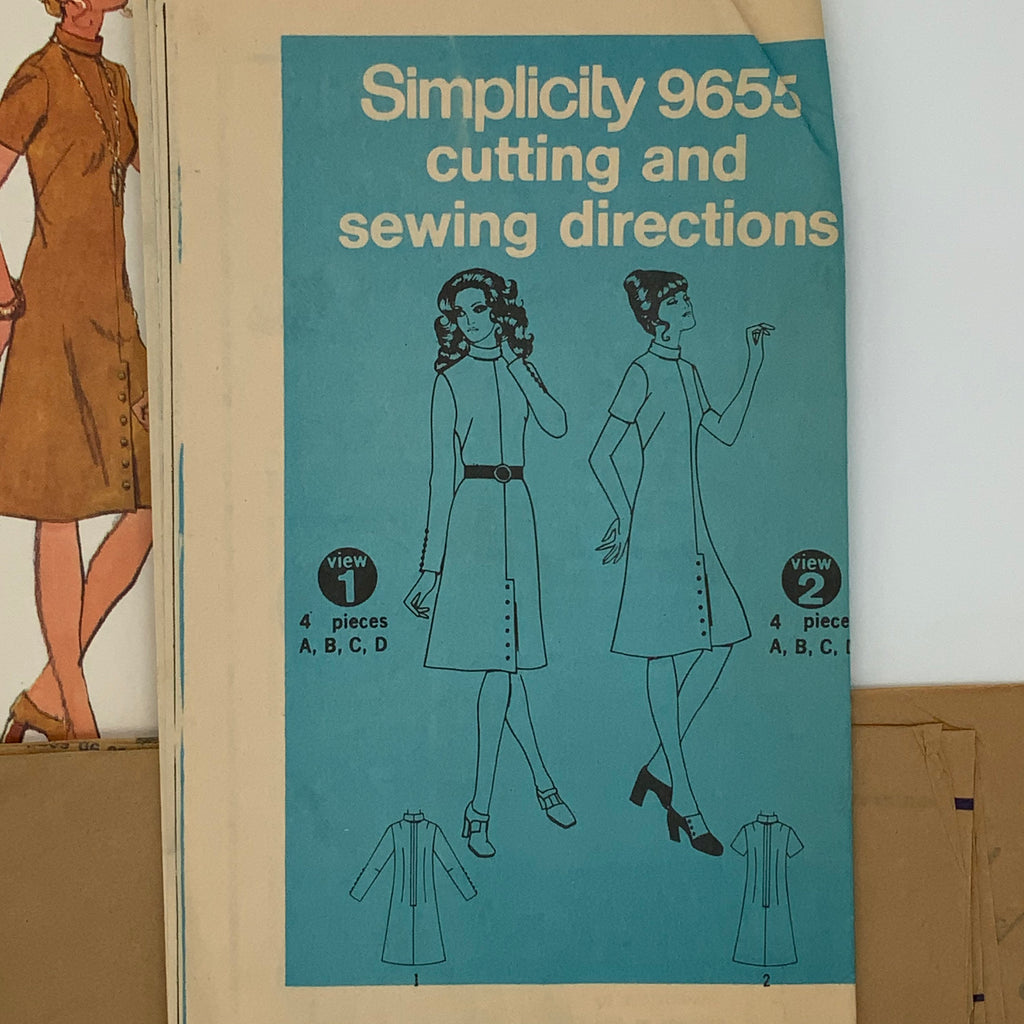 Simplicity 9655 (1971) Dress with Sleeve Variations - Vintage Uncut Sewing Pattern