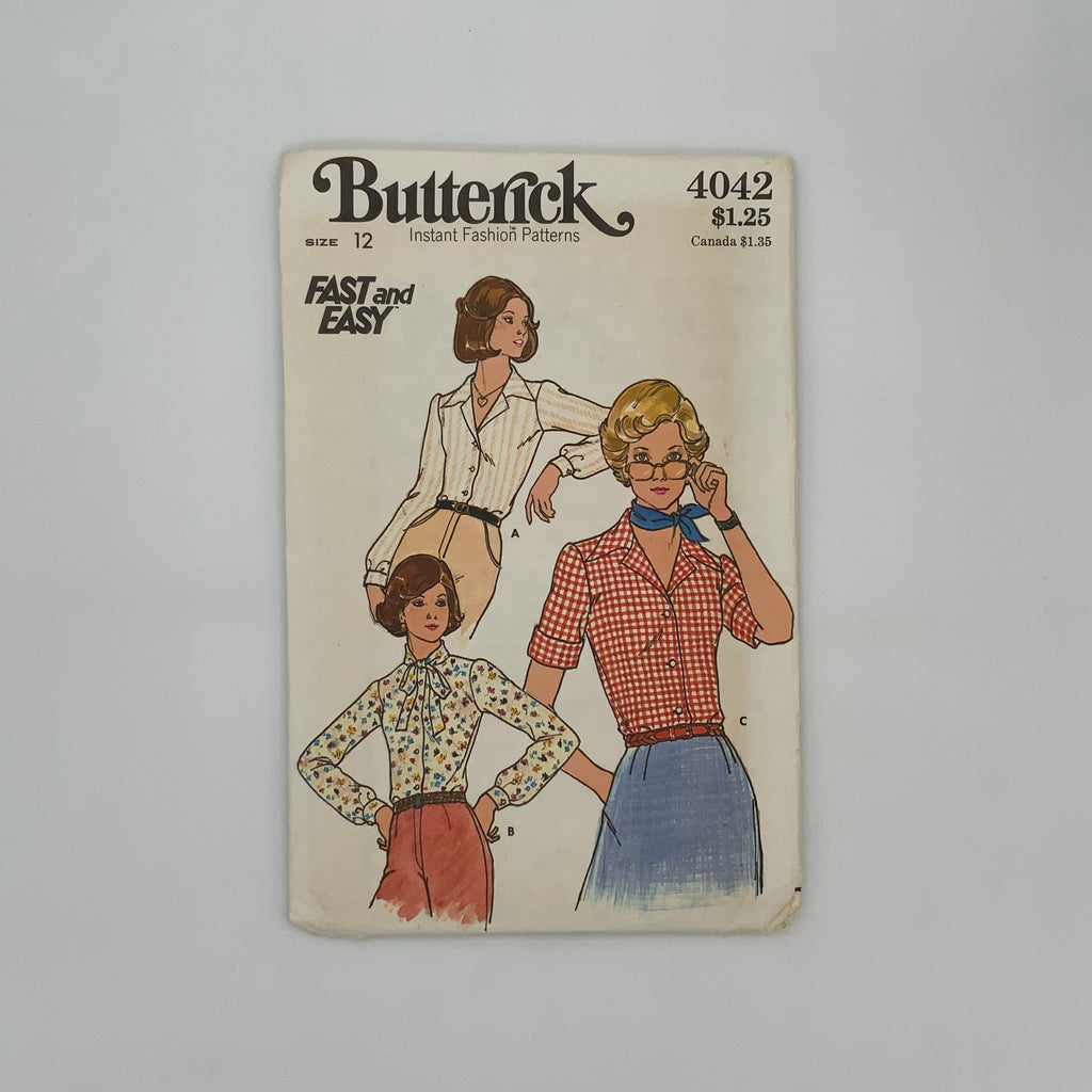 Butterick 4042 Blouse with Neckline and Sleeve Variations - Vintage Uncut Sewing Pattern