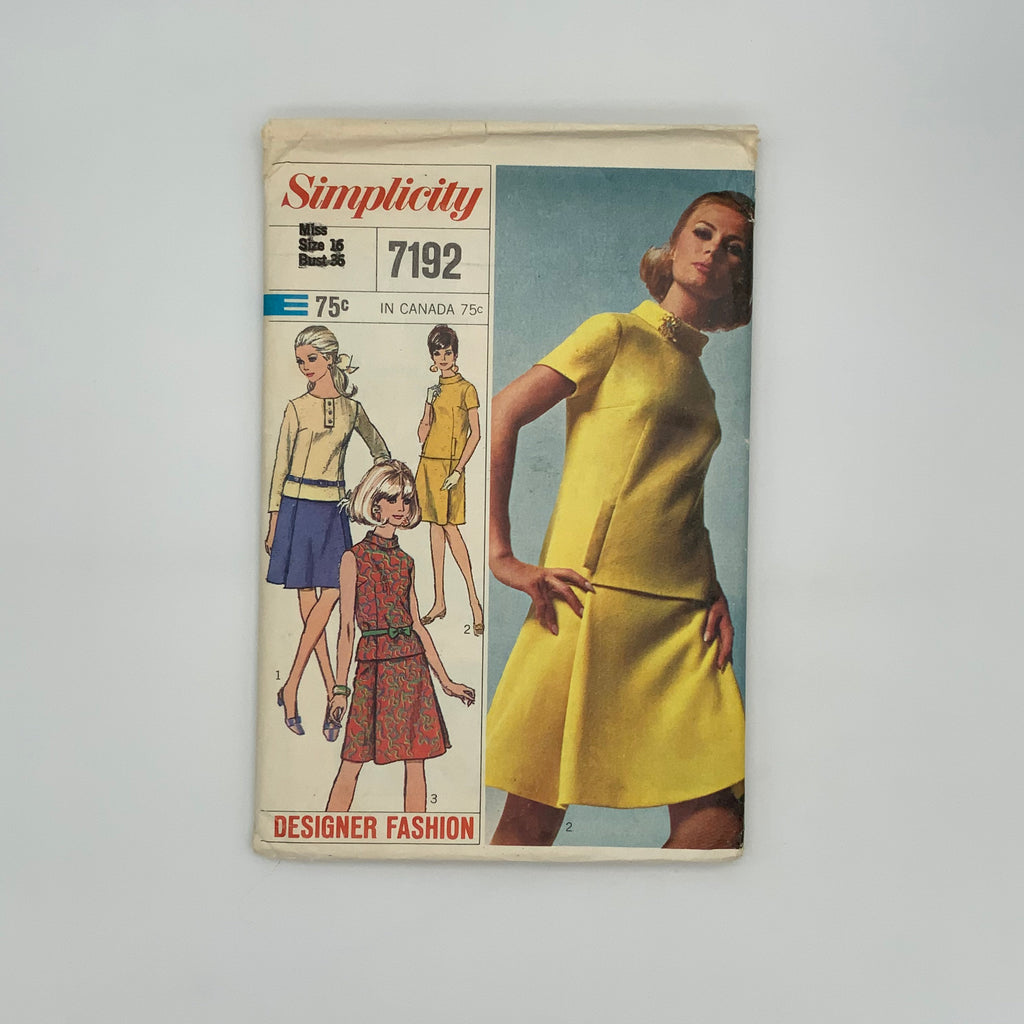 Simplicity 7192 (1967) Top and Skirt - Vintage Uncut Sewing Pattern