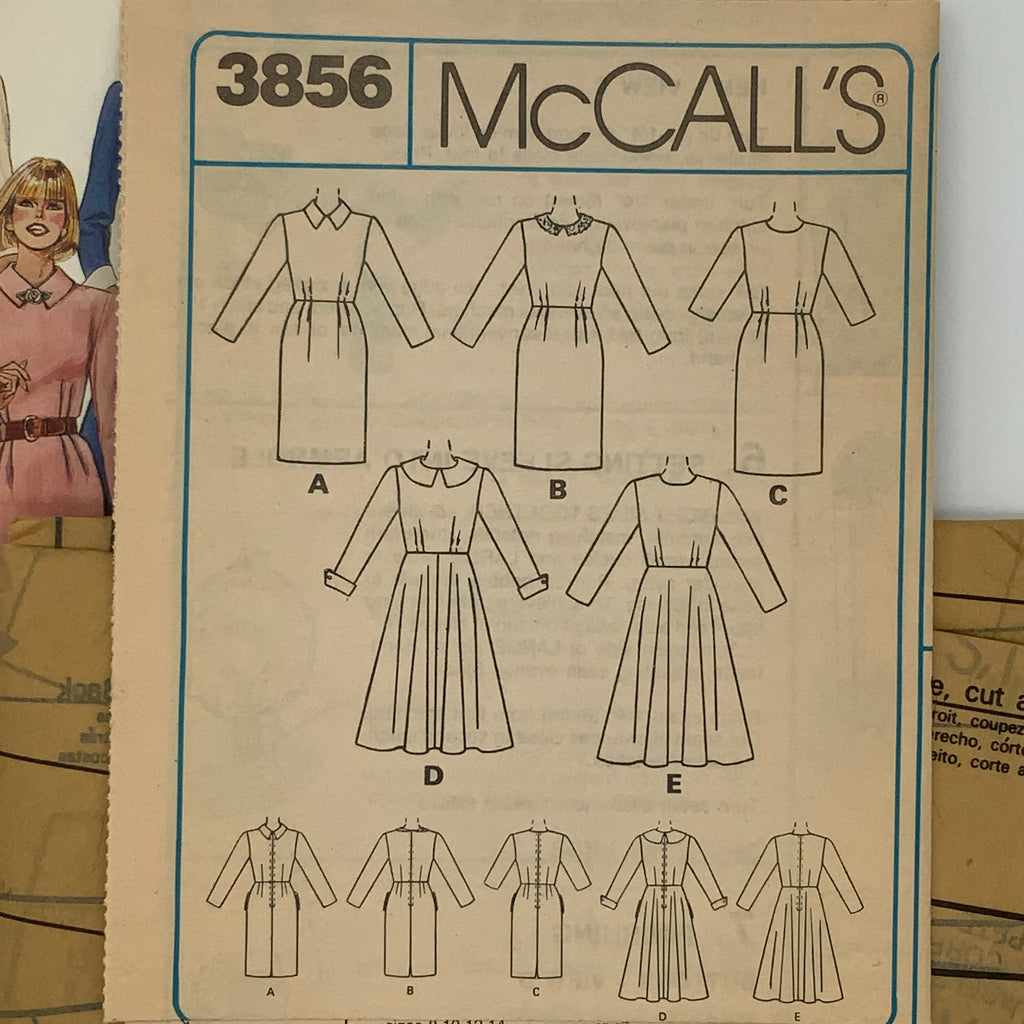 McCall's 3856 (1988) Dress with Neckline and Style Variations - Vintage Uncut Sewing Pattern