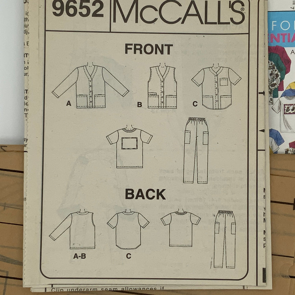 McCall's 9652 (1998) Cardigan, Vest, Shirt, and Pants - Vintage Uncut Sewing Pattern