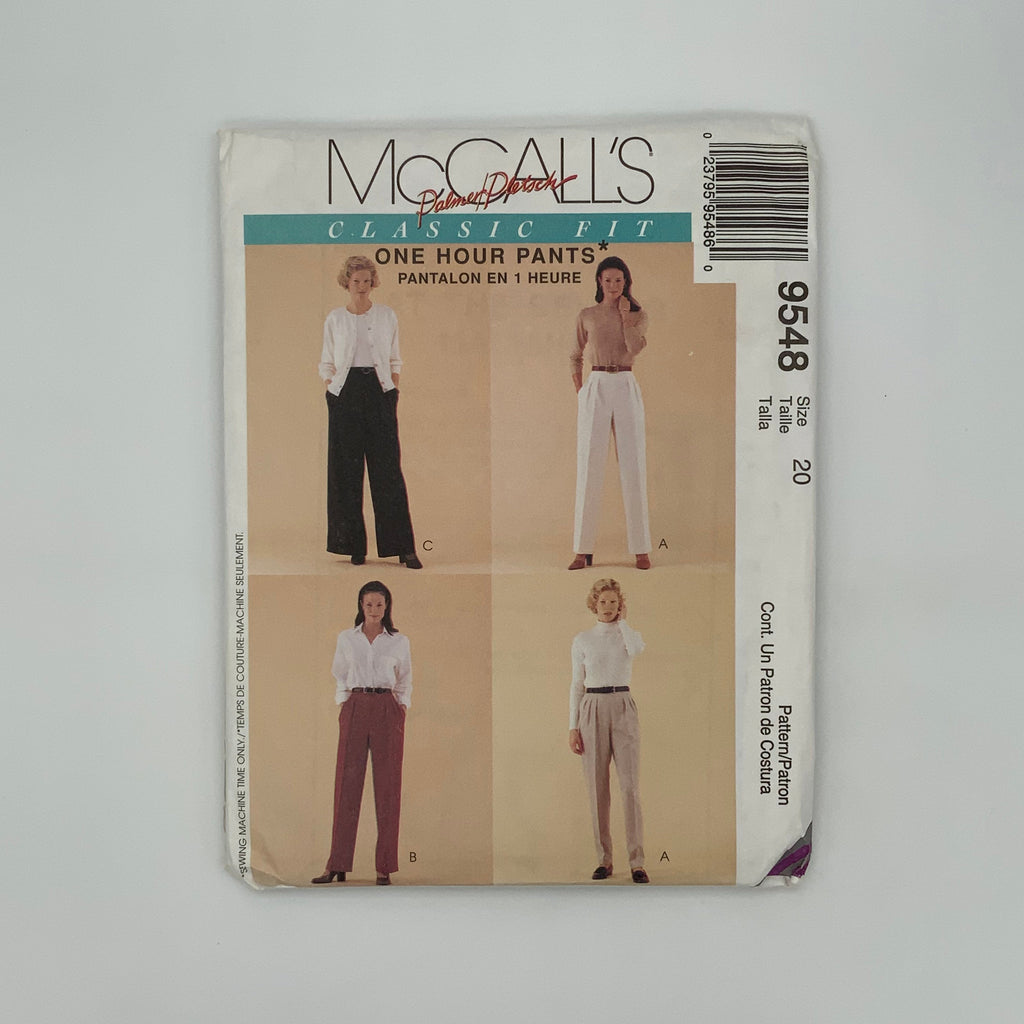 McCall's 9548 (1998) Classic Fit Pants - Vintage Uncut Sewing Pattern