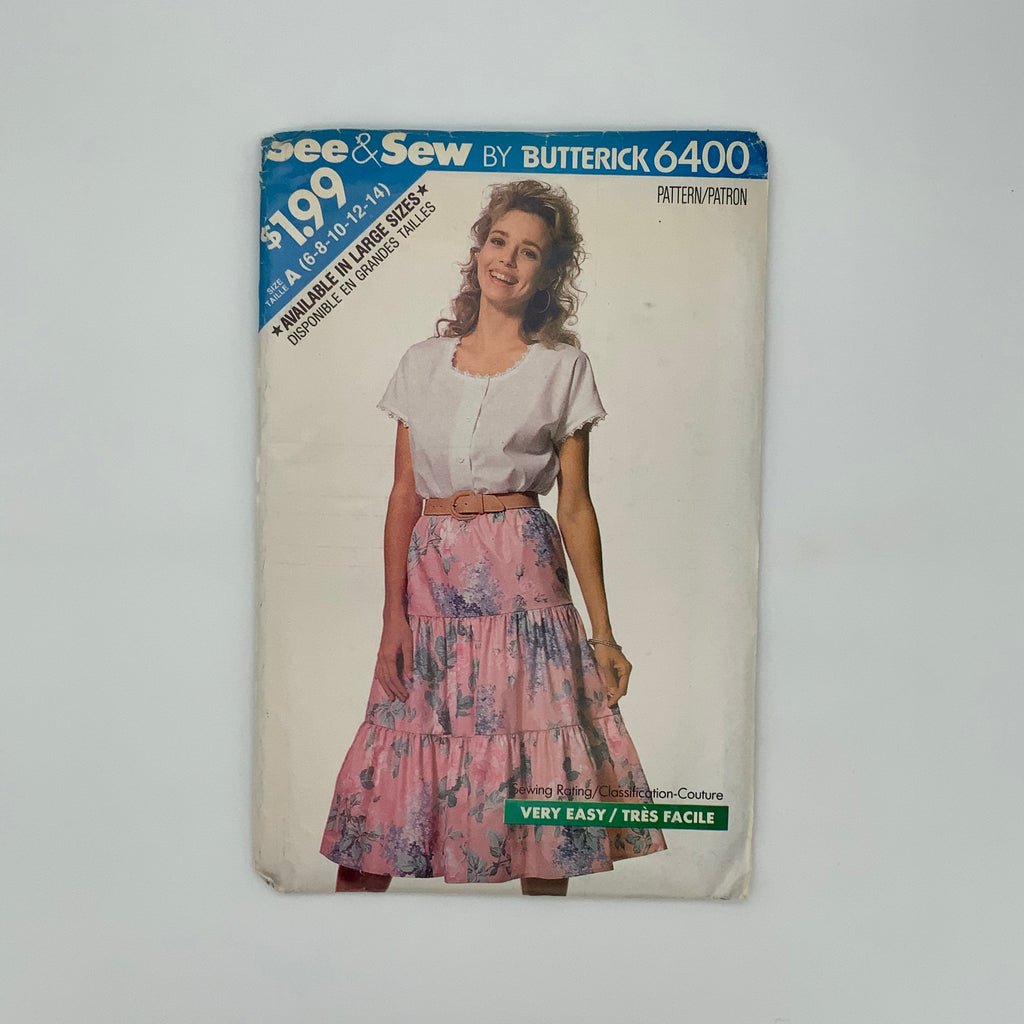 See & Sew 6400 (1988) Top and Skirt - Vintage Uncut Sewing Pattern