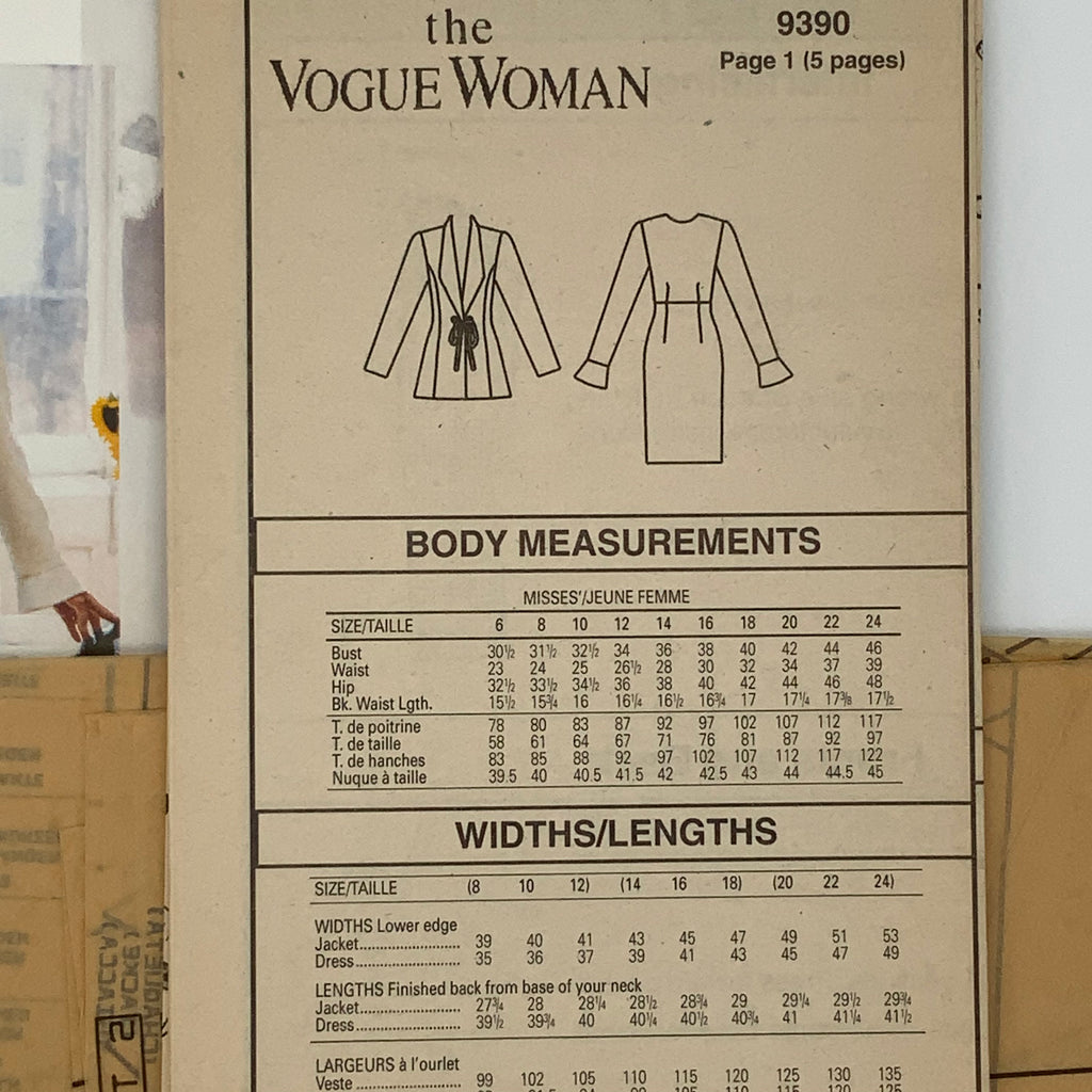 Vogue 9390 (1995) Jacket and Dress - Vintage Uncut Sewing Pattern