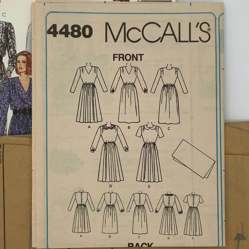 McCall's 4480 (1989) Dress with Neckline Variations - Vintage Uncut Sewing Pattern