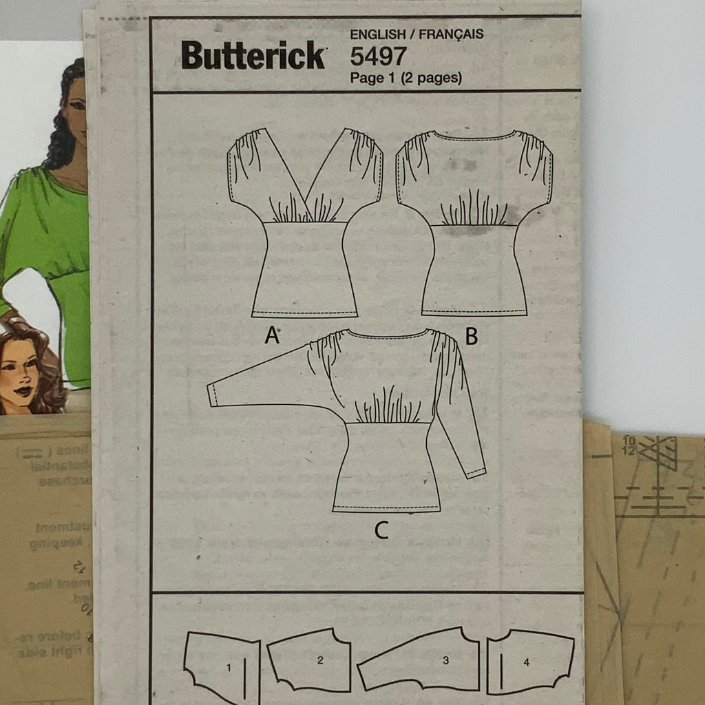 Butterick 5497 (2010) Top with Sleeve and Style Variations - Uncut Sewing Pattern