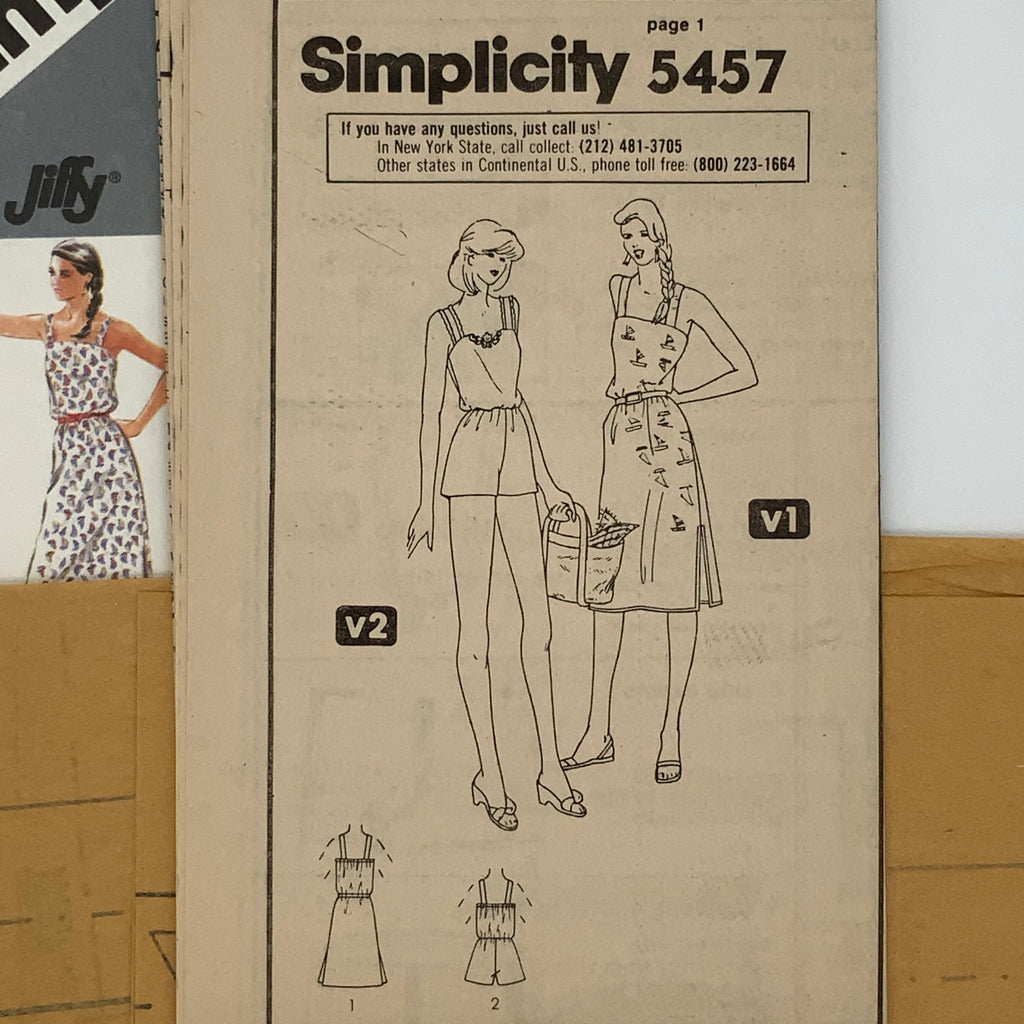 Simplicity 5457 (1982) Sundress and Romper - Vintage Uncut Sewing Pattern