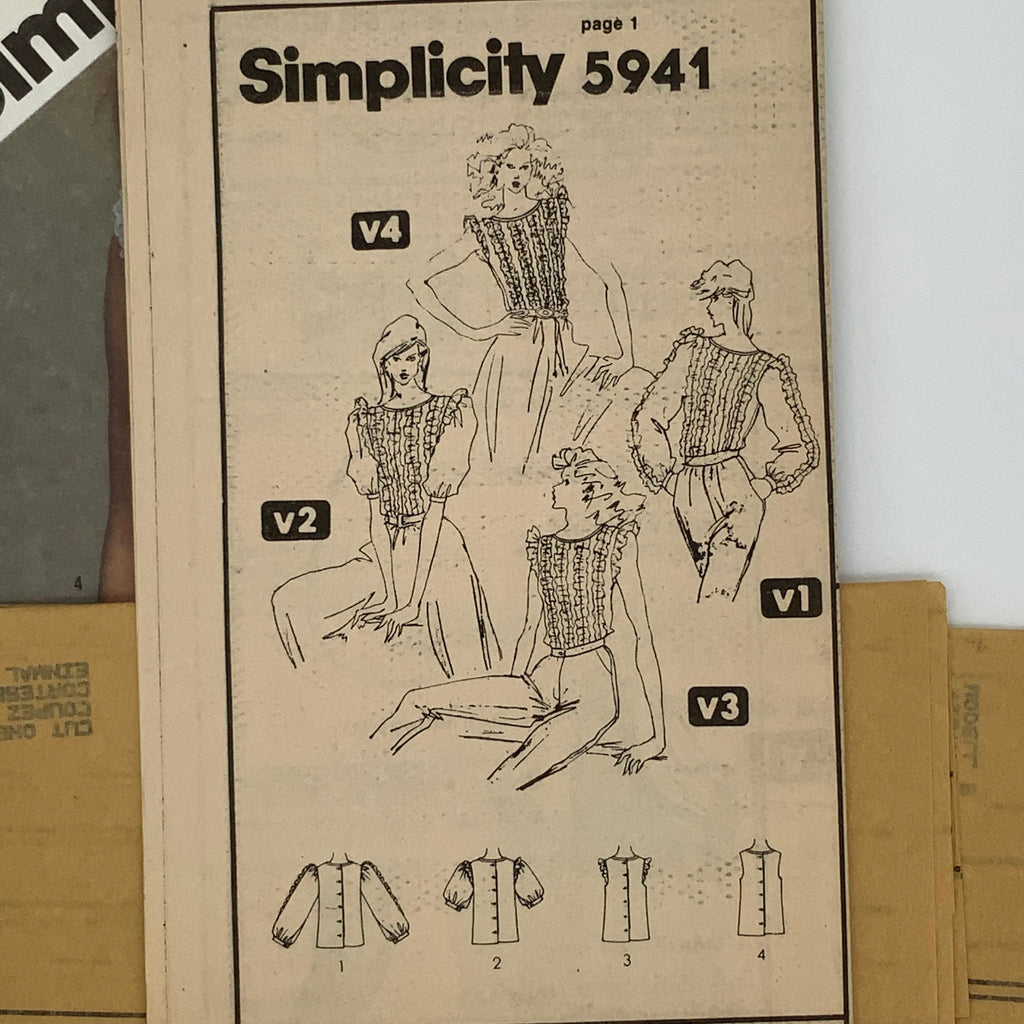 Simplicity 5941 (1983) Blouse with Sleeve Variations - Vintage Uncut Sewing Pattern