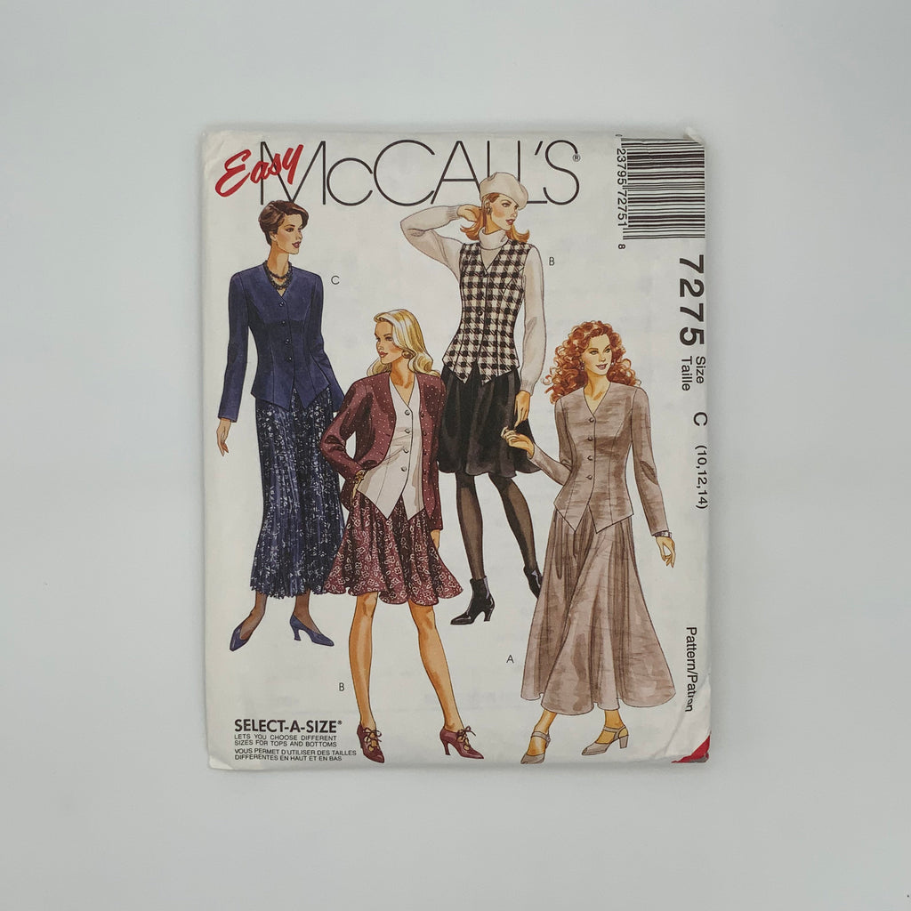 McCall's 7275 (1994) Jacket, Vest, and Skirt with Length Variations - Vintage Uncut Sewing Pattern