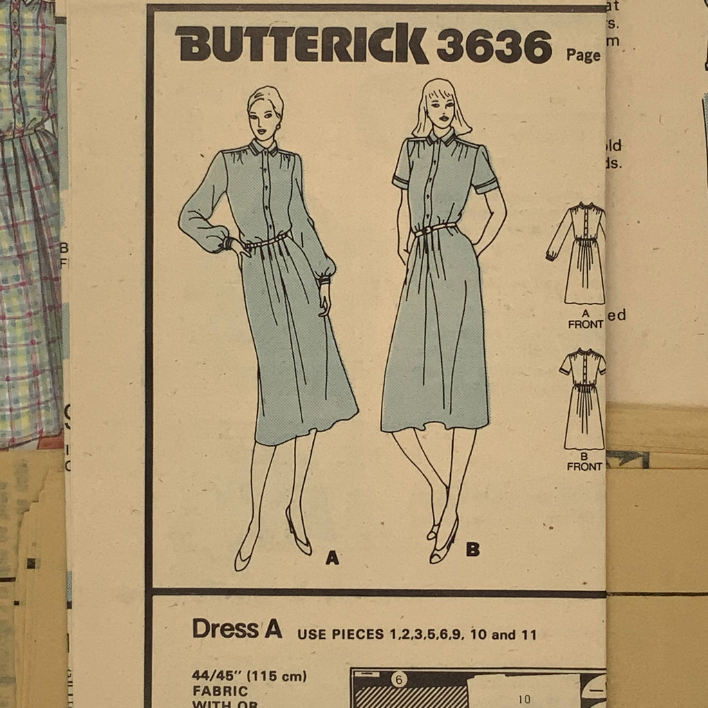 Butterick 3636 Dress with Sleeve Variations - Vintage Uncut Sewing Pattern