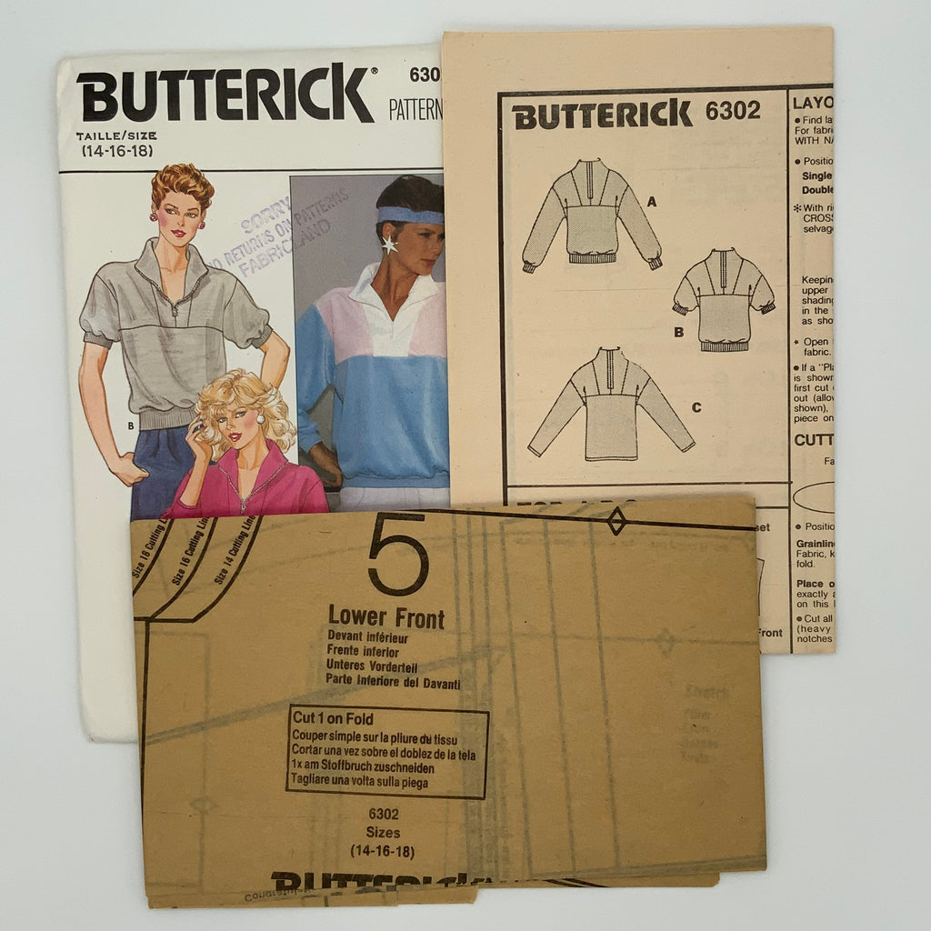 Butterick 6302 Top with Sleeve and Style Variations - Vintage Uncut Sewing Pattern