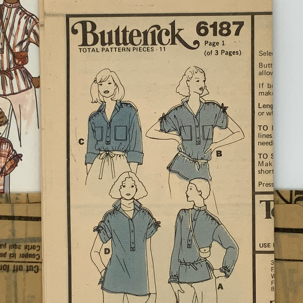 Butterick 6187 Shirt with Sleeve Variations - Vintage Uncut Sewing Pattern