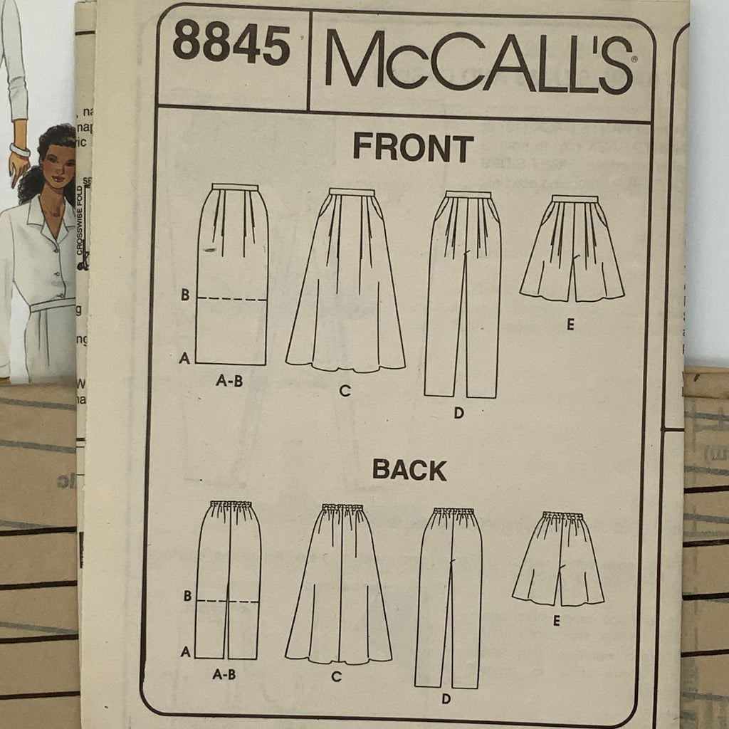 McCall's 8845 (1997) Pants, Shorts, and Skirt Length Variations - Vintage Uncut Sewing Pattern